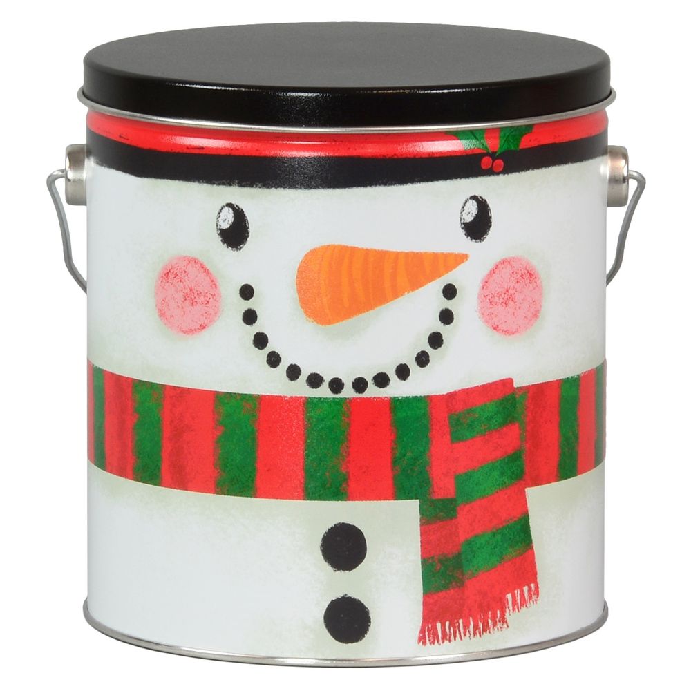 Snowman Tall Round Tin Can For Popcorn Tin Can Food Packaging