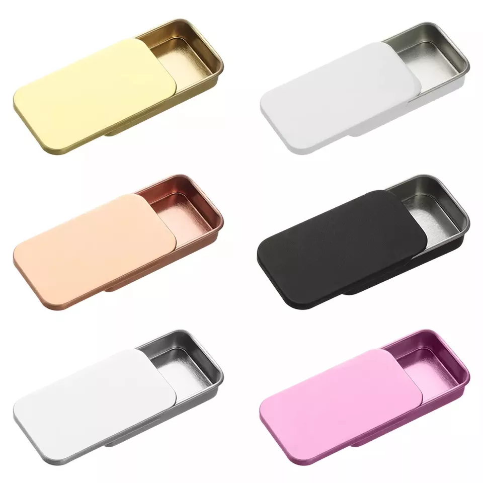  Rectangular Metal Tin Containers for Perfume Candies Jewelr With Slide Top Lid