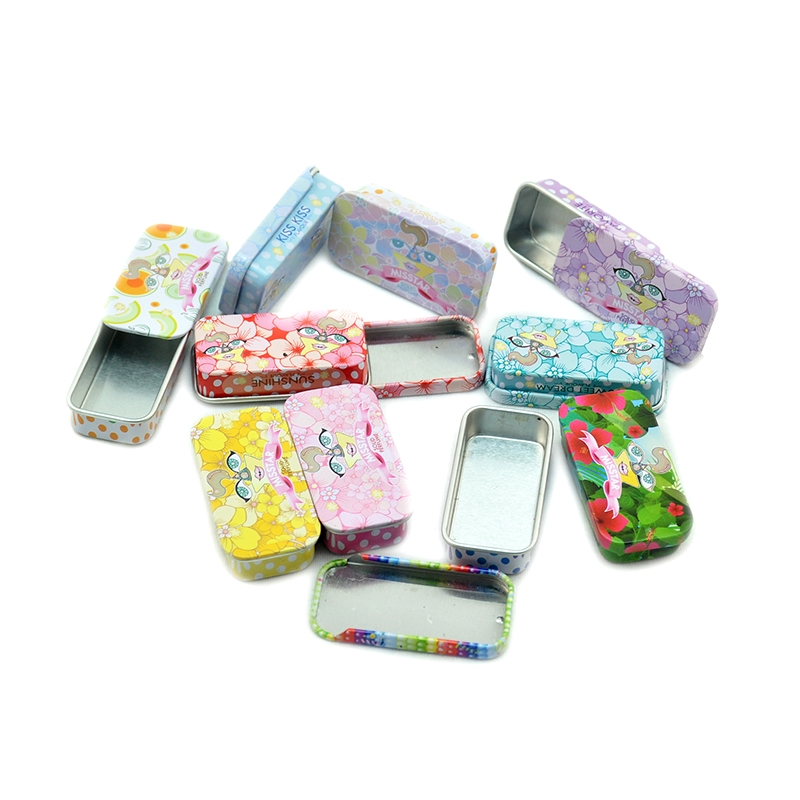 Custom size aluminum small solid perfume tin case with metal slide tops for lip balm cosmetics package