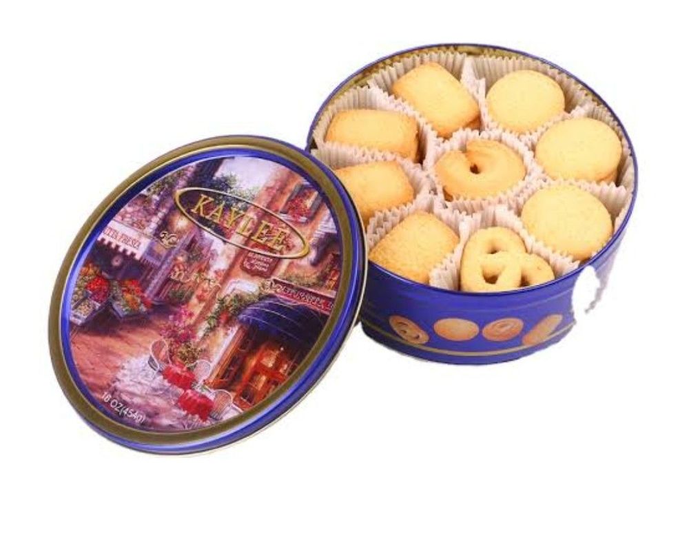 High quality food safe christmas metal round cookie tin box for biscuit cake package