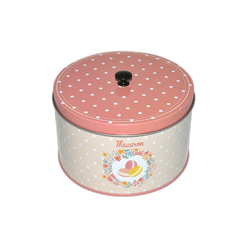 Food grade wholesale round metal tin box cookie tin container for biscuits cake package
