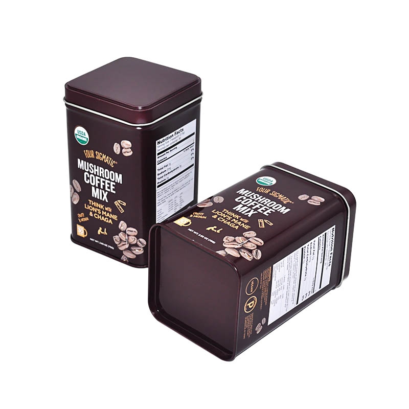 Wholesale foosd sade luxury metal square shape tin can for coffee loose tea package
