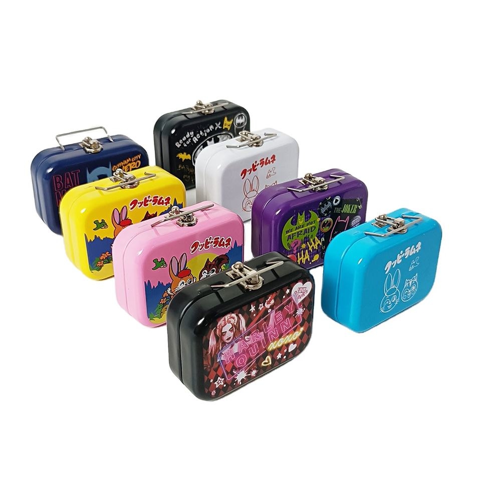 Wholesale custom printed cute small candy mint tin can with lock and handle