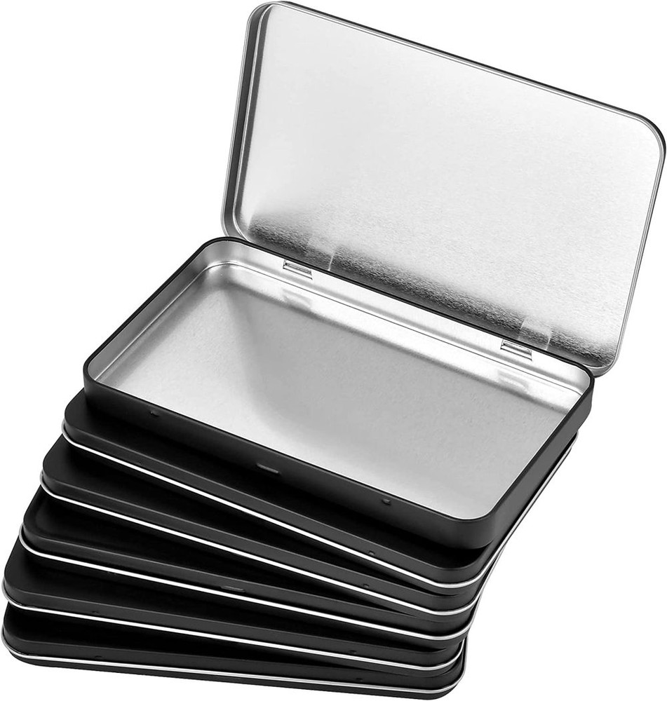 Metal Rectangular Tin Metal Hinged Lid Mini Portable Small Storage Container Tin Boxe